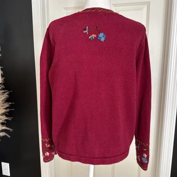Vintage All Points Floral Embroidered Snap front Cardigan Sweater 
size Large - Picture 4 of 12